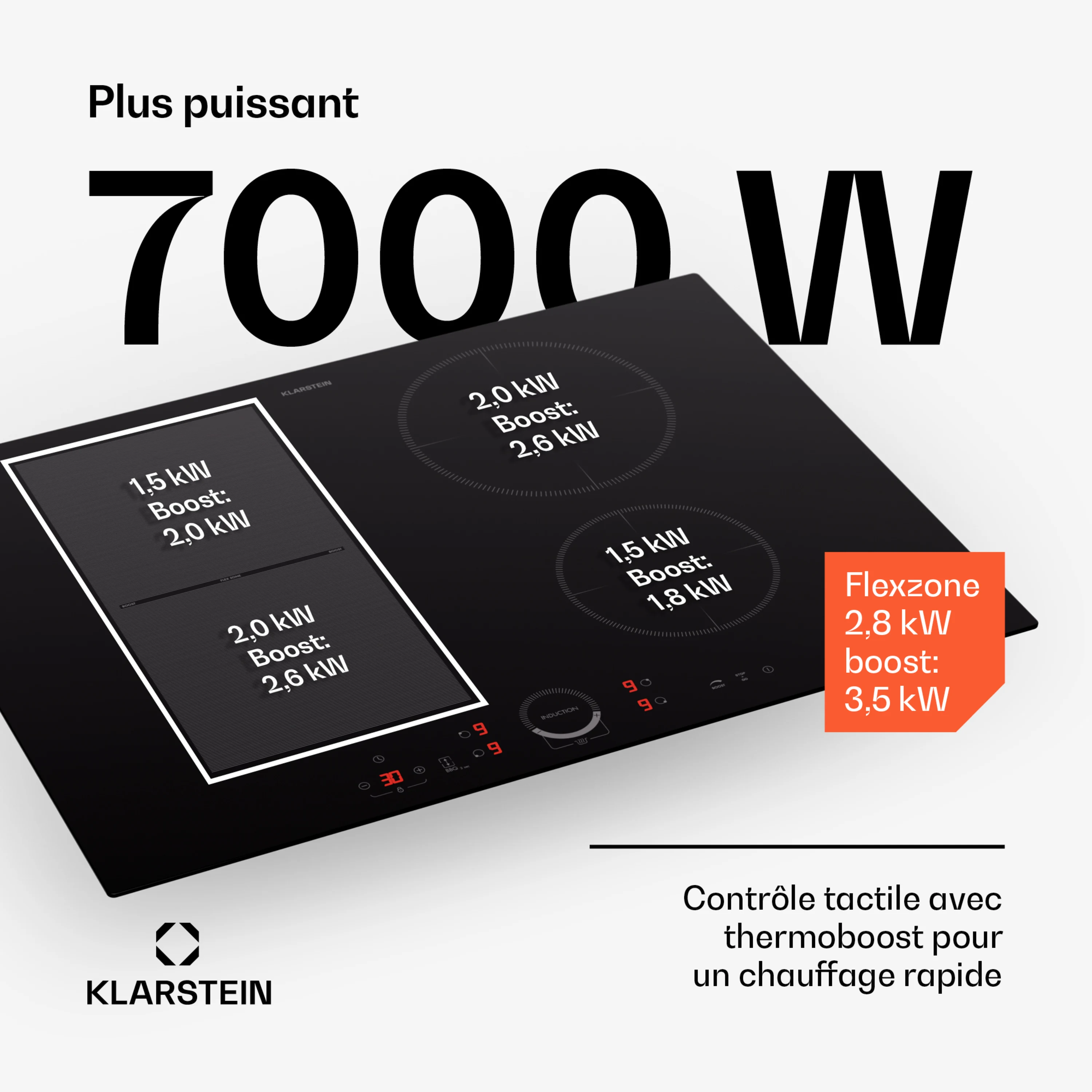 Delicatessa 70cm Plaque à Induction 4 Feux Noir